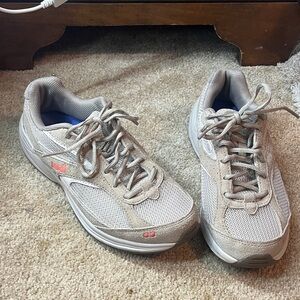 NWOT Ryka neutral tan, white sneakers. Size 6